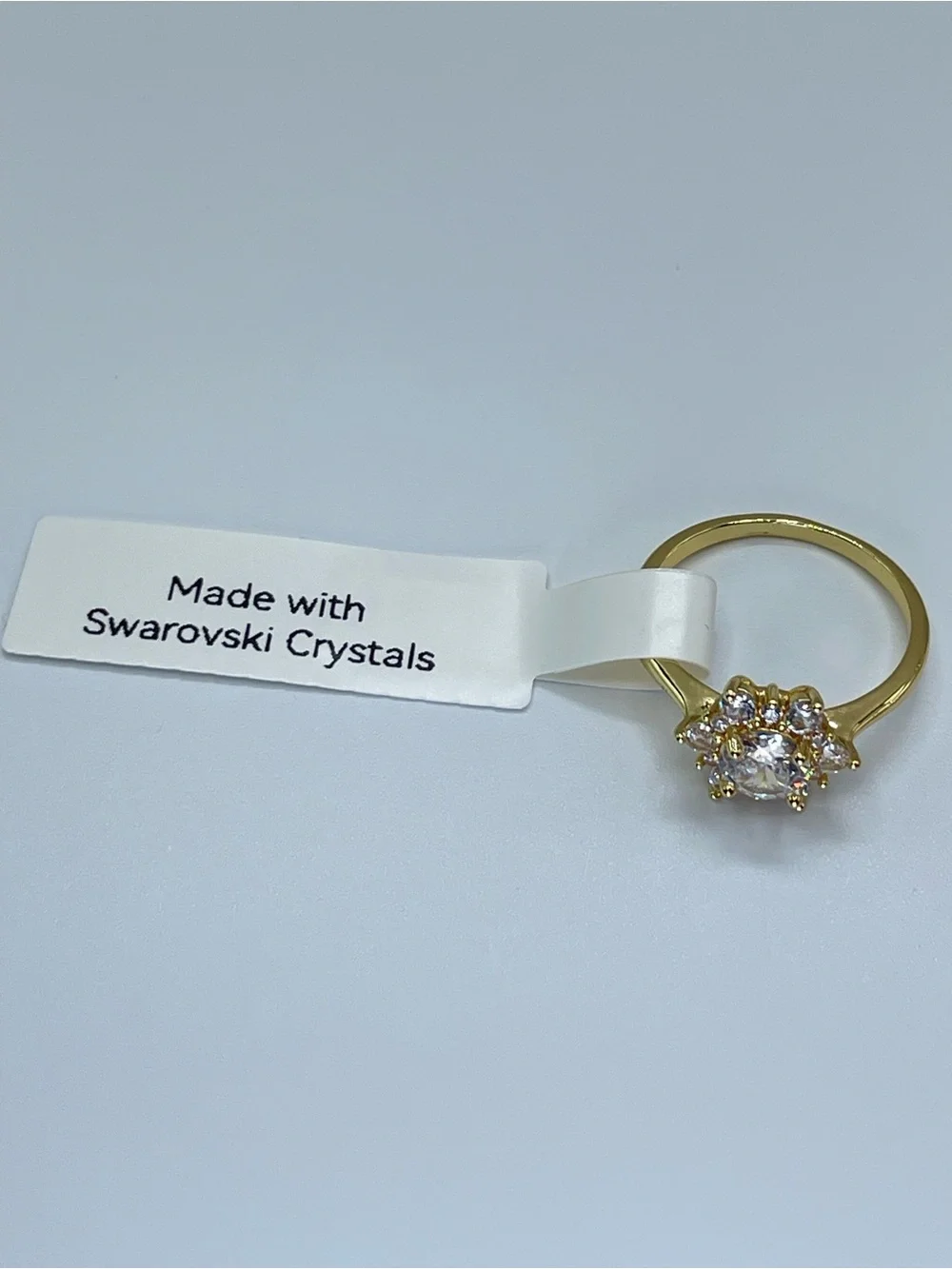 Swarovski Crystal Elements White Swarovski Elements Floral Halo Ring Size 8